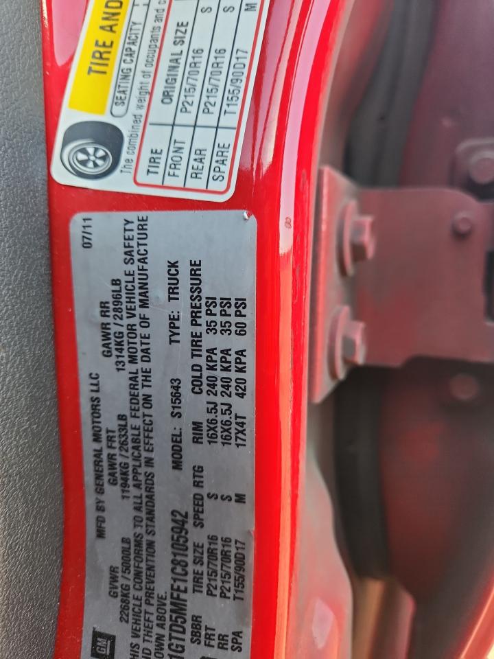 2012 GMC Canyon Sle VIN: 1GTD5MFE1C8105942 Lot: 92668195