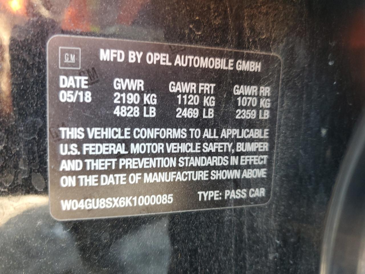 2019 Buick Regal Tourx Preferred VIN: W04GU8SX6K1000085 Lot: 93790695