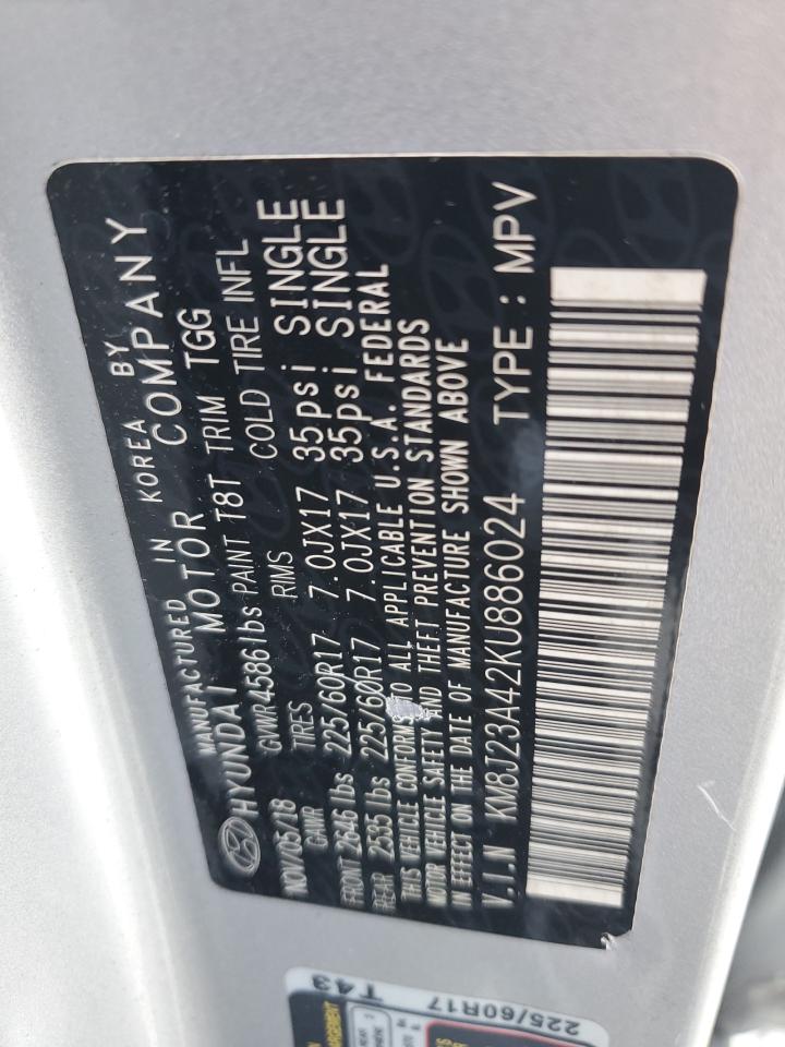 2019 Hyundai Tucson Se VIN: KM8J23A42KU886024 Lot: 93650985