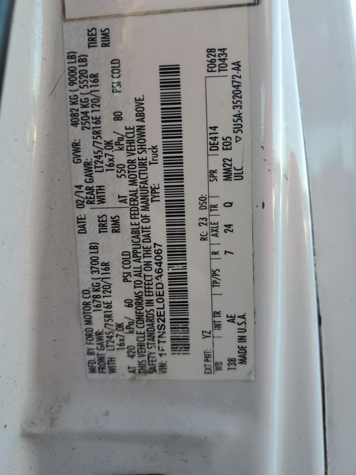 2014 Ford E250 Utility / Service Van VIN: 1FTNS2EL0EDA64067 Lot: 91566575