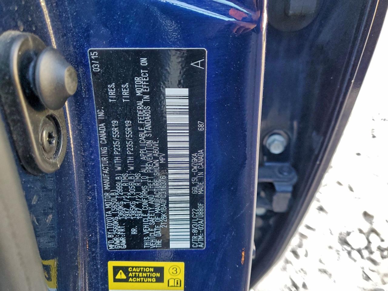 2015 Lexus Rx 350 Base VIN: 2T2BK1BA0FC316376 Lot: 93877255