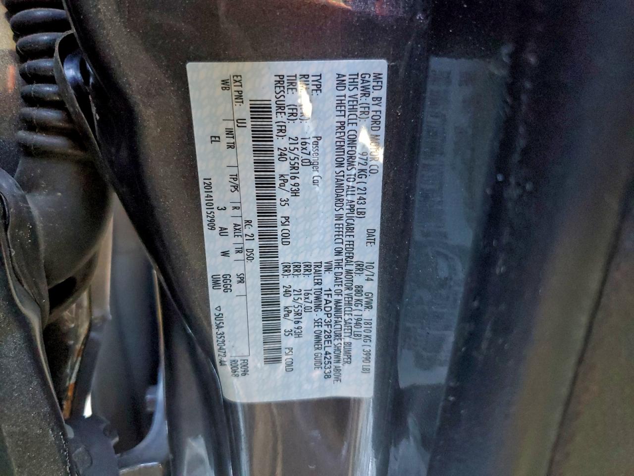 2014 Ford Focus Se VIN: 1FADP3F28EL425338 Lot: 94059915