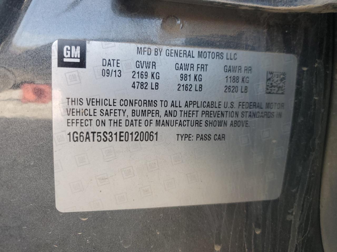 2014 Cadillac Cts Premium Collection VIN: 1G6AT5S31E0120061 Lot: 91924175