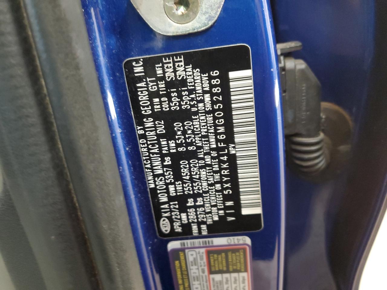 2021 Kia Sorento Sx VIN: 5XYRK4LF6MG052886 Lot: 92621685