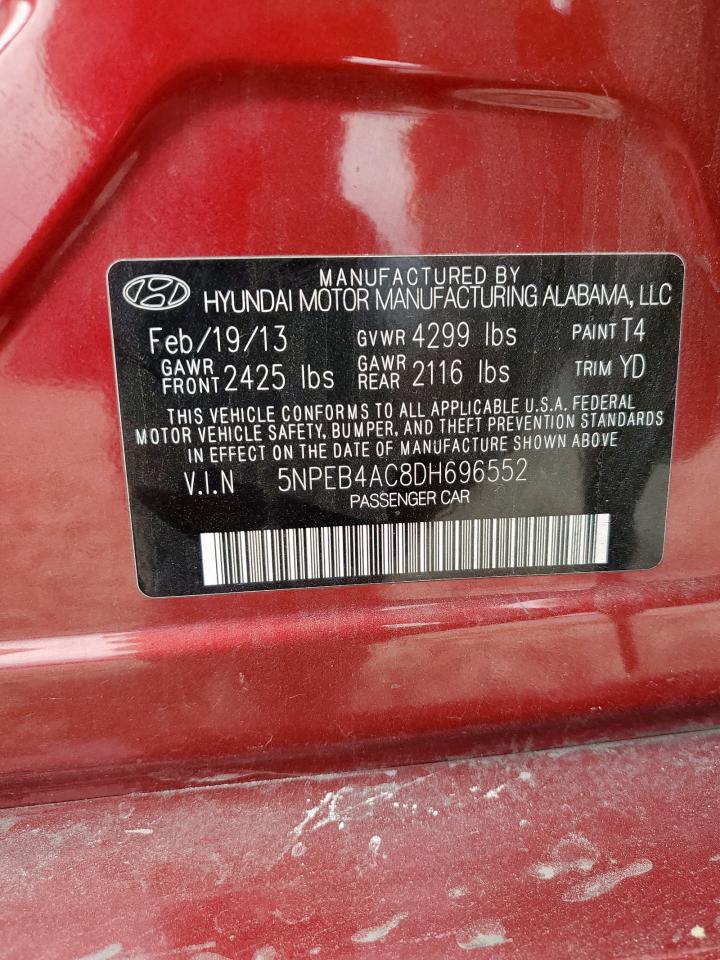 2013 Hyundai Sonata Gls VIN: 5NPEB4AC8DH696552 Lot: 93522175