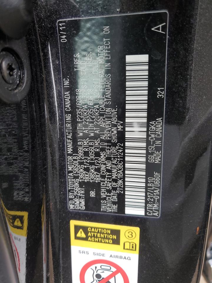 2011 Lexus Rx 350 VIN: 2T2BK1BA3BC112472 Lot: 93940135