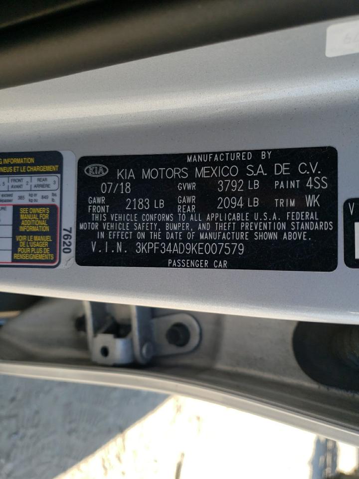 2019 Kia Forte Gt Line VIN: 3KPF34AD9KE007579 Lot: 91508955