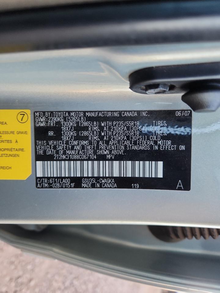 2008 Lexus Rx 350 VIN: 2T2HK31U88C067104 Lot: 91939625