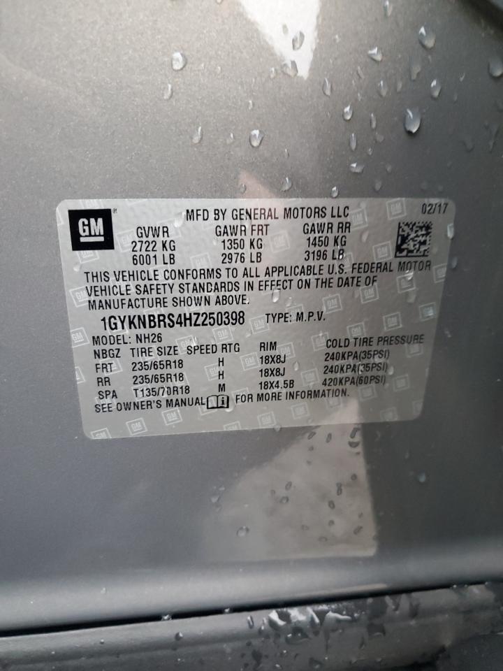 2017 Cadillac Xt5 Luxury VIN: 1GYKNBRS4HZ250398 Lot: 91710365