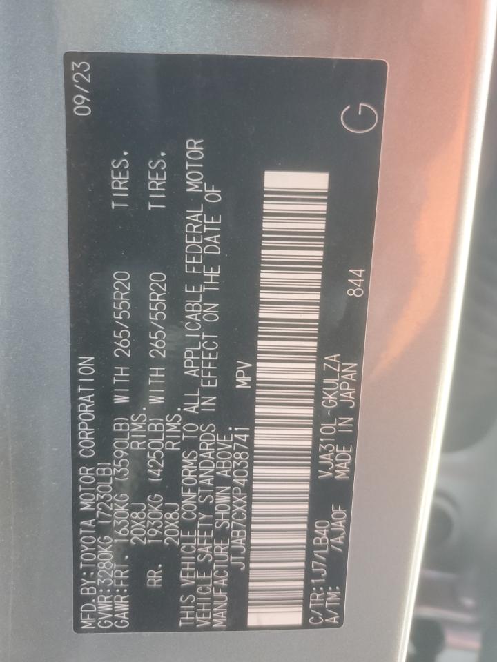 2023 Lexus Lx 600 Base VIN: JTJAB7CXXP4038741 Lot: 91990985