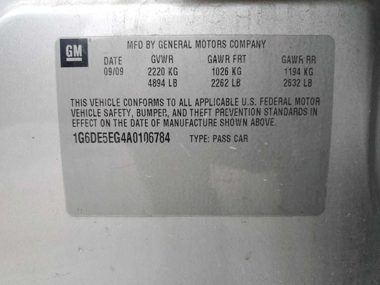 2010 Cadillac Cts Luxury Collection VIN: 1G6DE5EG4A0106784 Lot: 91701935