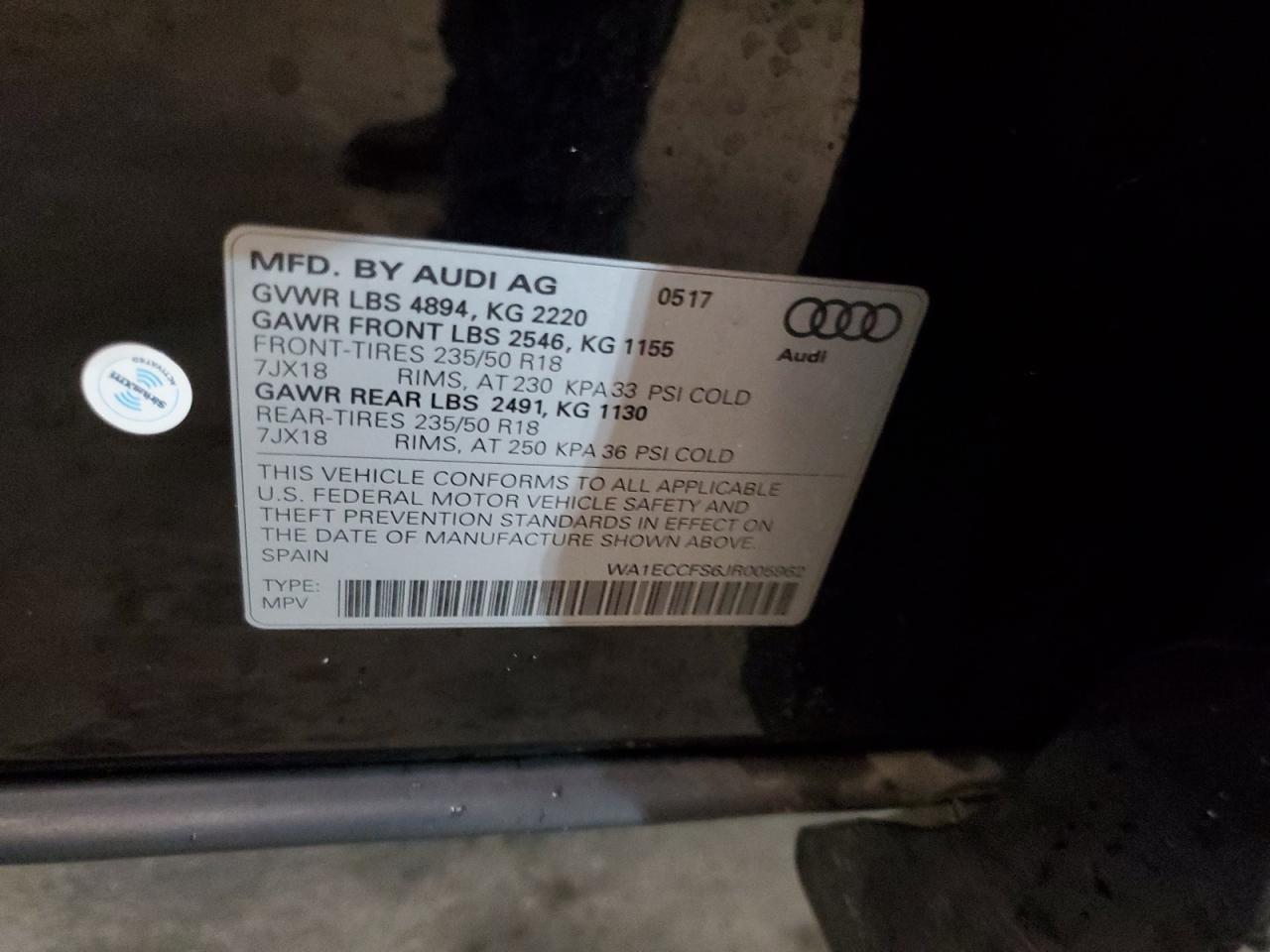 2018 Audi Q3 Premium VIN: WA1ECCFS6JR005962 Lot: 92297865