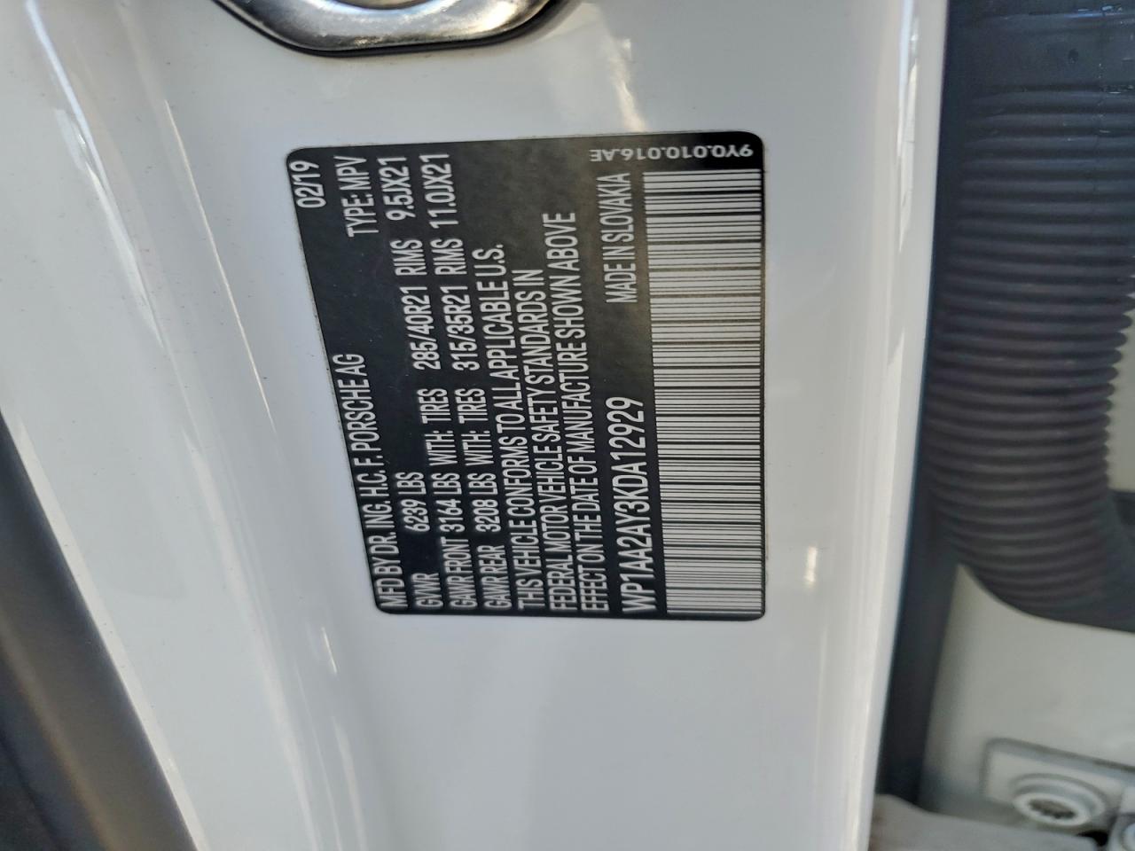 2019 Porsche Cayenne VIN: WP1AA2AY3KDA12929 Lot: 93898625