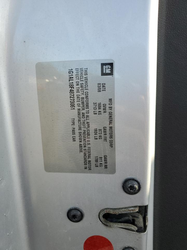 2008 Chevrolet Cobalt Lt VIN: 1G1AL18F487273061 Lot: 92990205