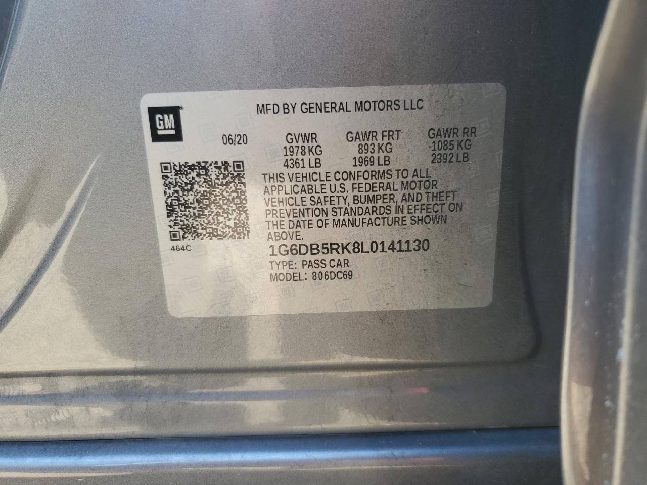 2020 Cadillac Ct4 Premium Luxury VIN: 1G6DB5RK8L0141130 Lot: 92839525