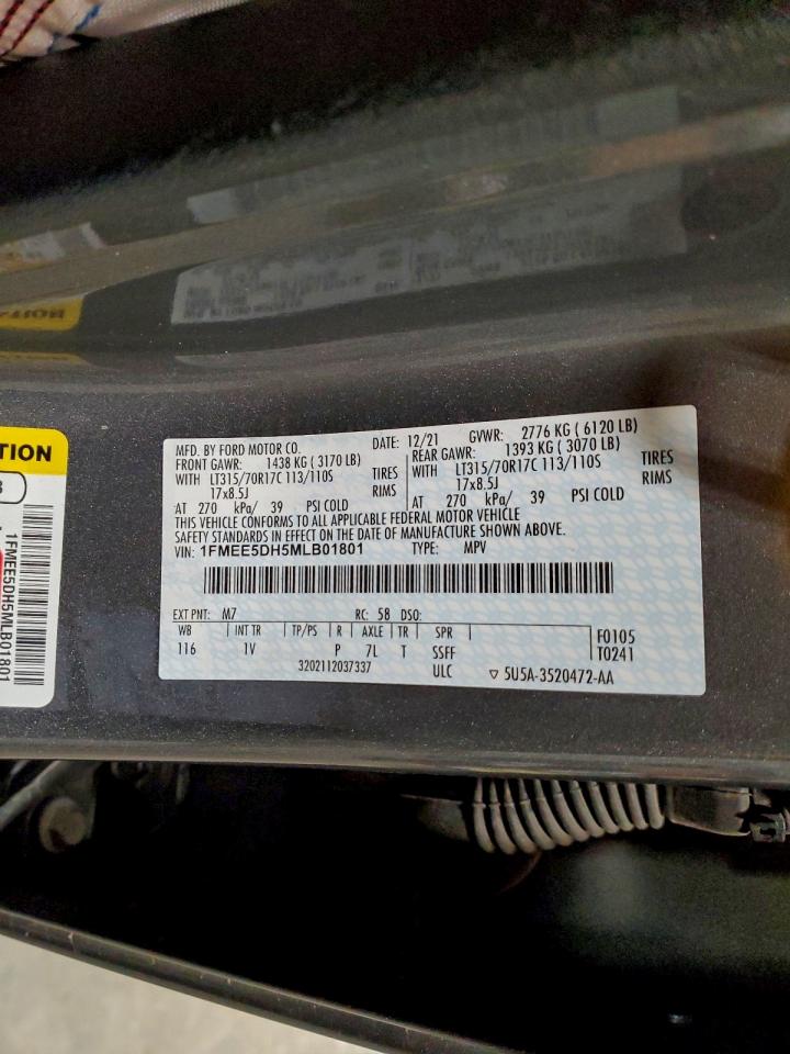 2021 Ford Bronco Base VIN: 1FMEE5DH5MLB01801 Lot: 94094995