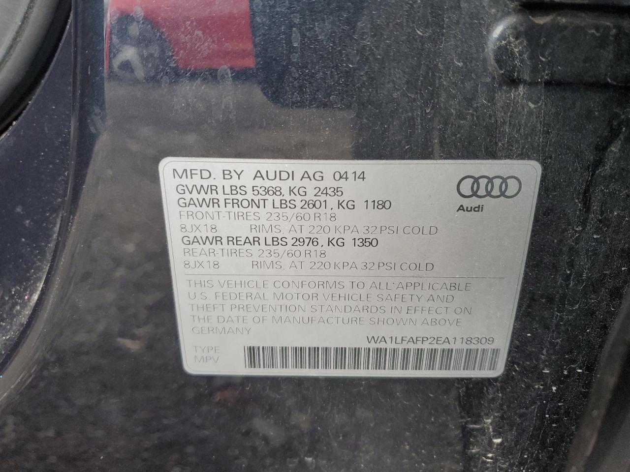 2014 Audi Q5 Premium Plus VIN: WA1LFAFP2EA118309 Lot: 92663755