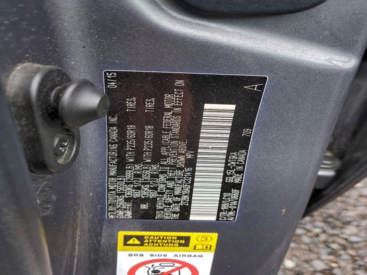 2015 Lexus Rx 350 Base VIN: 2T2BK1BA0FC321416 Lot: 94287005