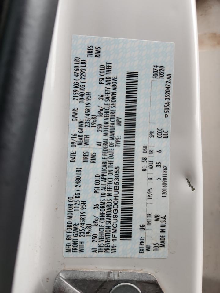 2017 Ford Escape Se VIN: 1FMCU9GD0HUB53055 Lot: 91229795