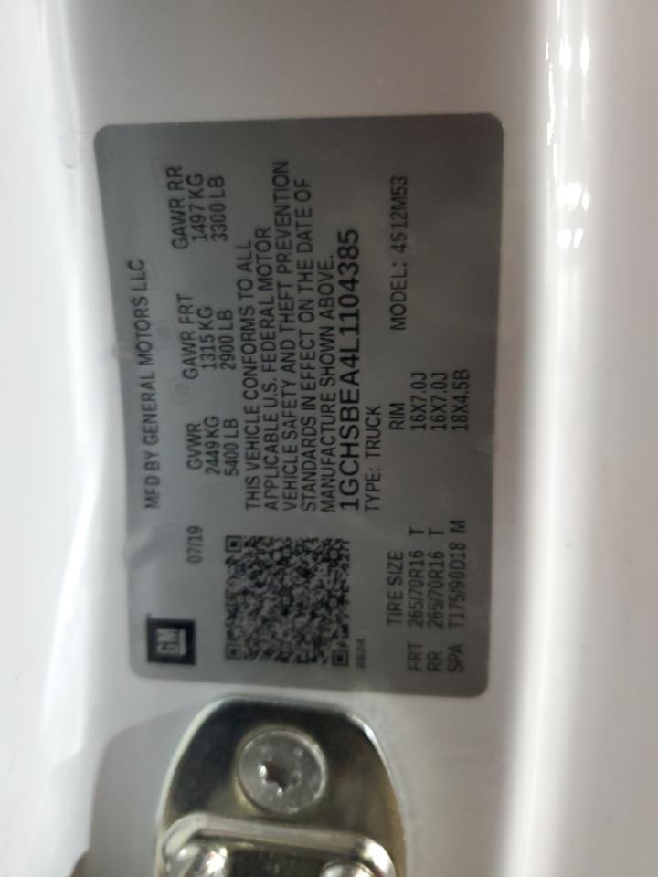 2020 Chevrolet Colorado VIN: 1GCHSBEA4L1104385 Lot: 91073235