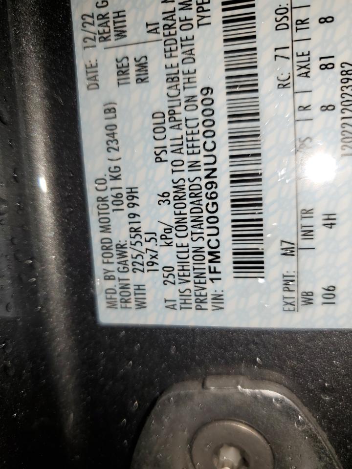 2022 Ford Escape Se VIN: C00009 Lot: 93776665