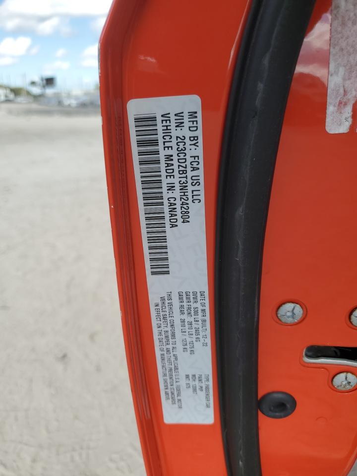 2022 Dodge Challenger R/T VIN: 2C3CDZBT3NH242804 Lot: 93012185