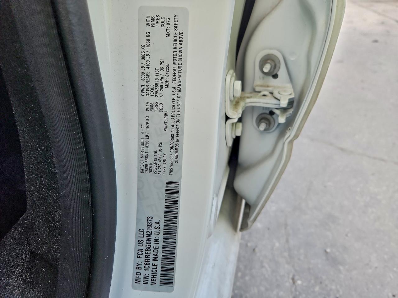 2022 Ram 1500 Big Horn/Lone Star VIN: 1C6RREBG6NN219373 Lot: 94517145