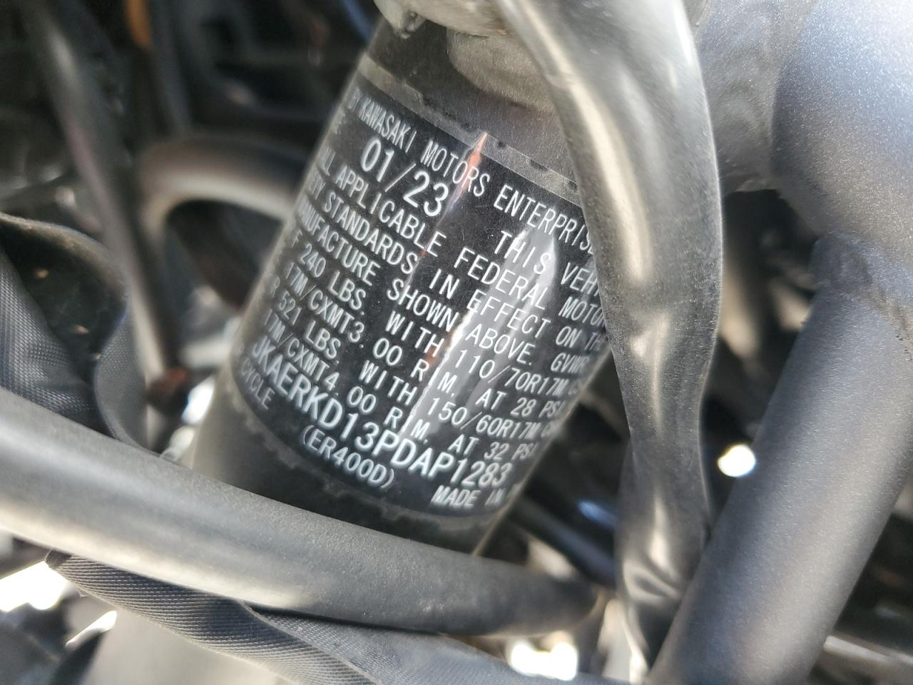 2023 Kawasaki Er400 D VIN: JKAERKD13PDAP1283 Lot: 92234905