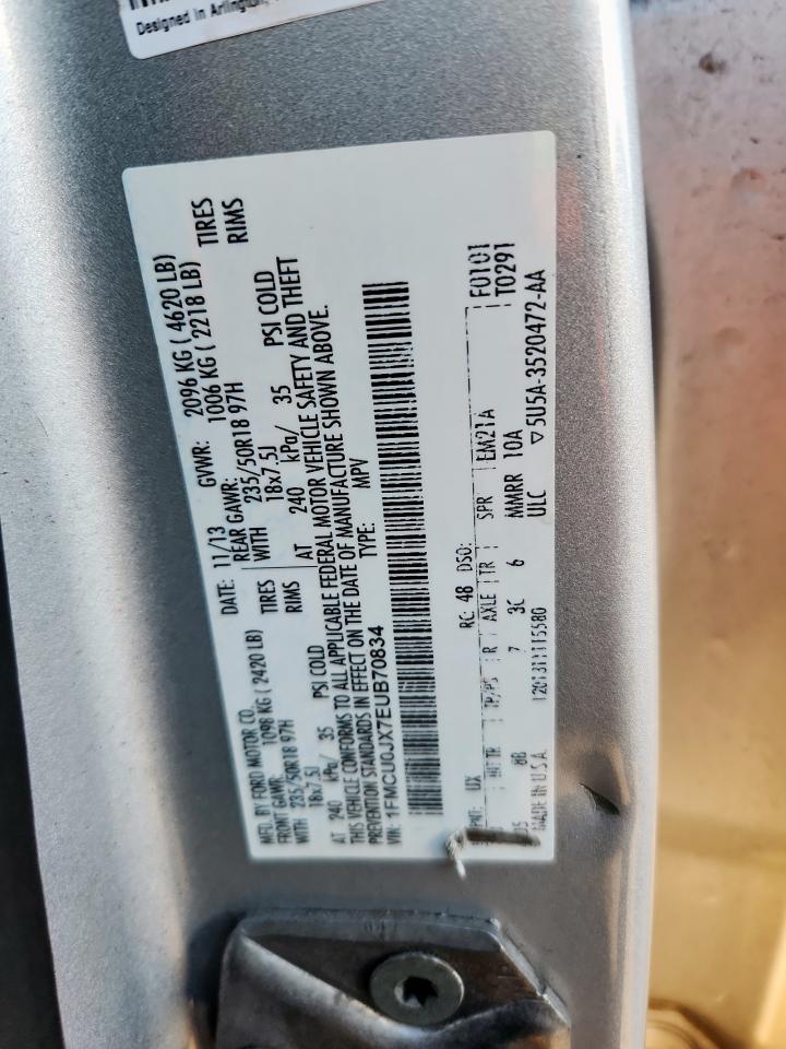 2014 Ford Escape Titanium VIN: 1FMCU0JX7EUB70834 Lot: 92292855