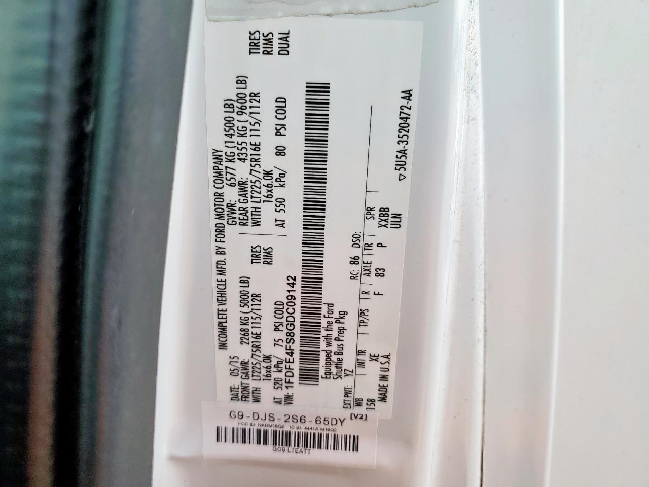 2016 Ford Econoline E450 Super Duty Cutaway Van VIN: 1FDFE4FS8GDC09142 Lot: 85429985