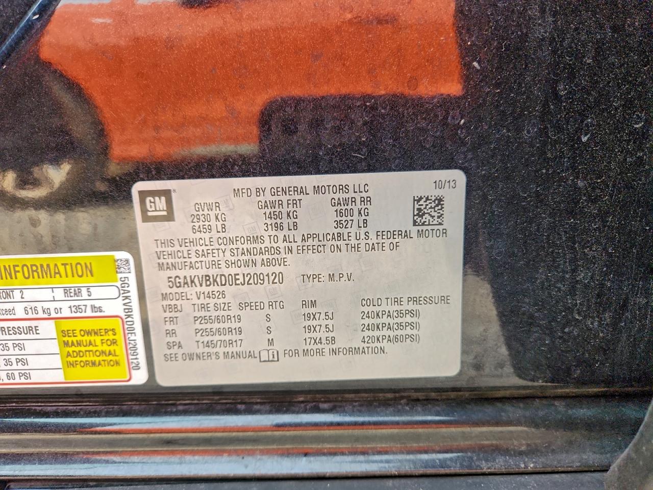 2014 Buick Enclave VIN: 5GAKVBKD0EJ209120 Lot: 94224265