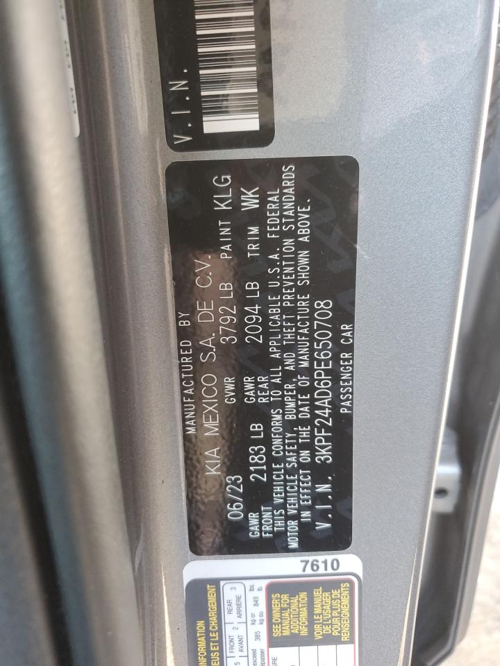 2023 Kia Forte Lx VIN: 3KPF24AD6PE650708 Lot: 93515485