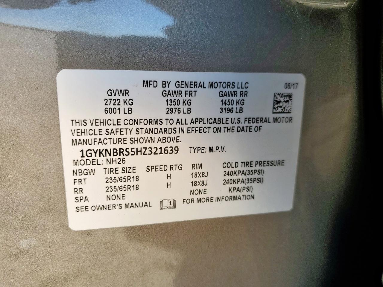 2017 Cadillac Xt5 Luxury VIN: 1GYKNBRS5HZ321639 Lot: 90985665