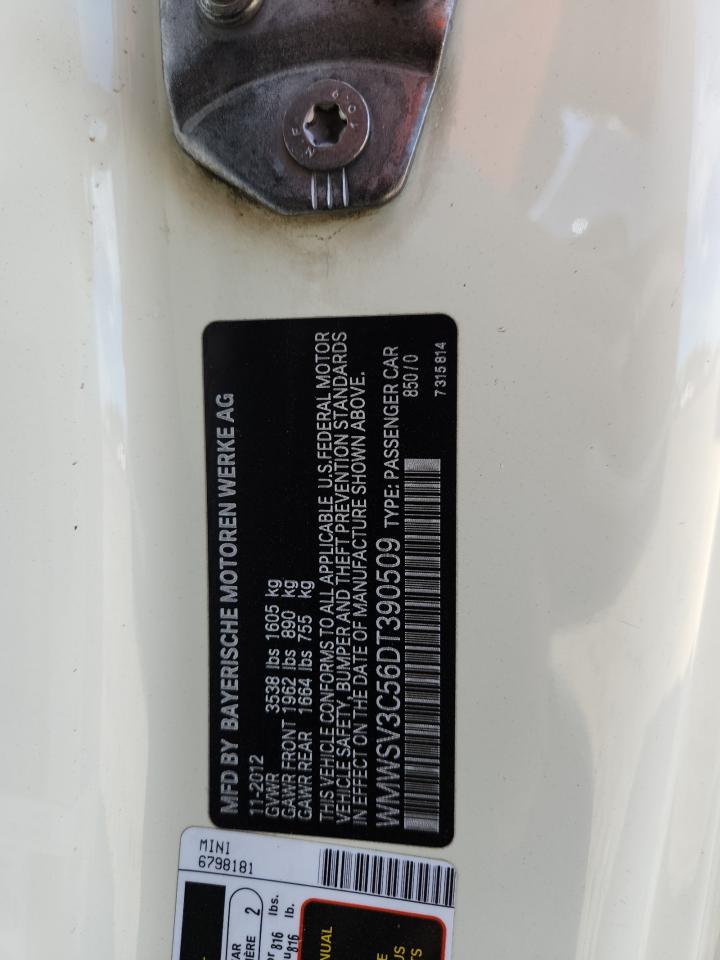2013 Mini Cooper S VIN: WMWSV3C56DT390509 Lot: 90904565