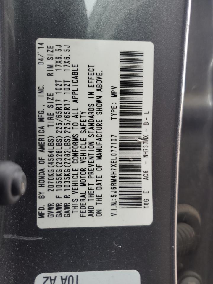 2014 Honda Cr-V Exl VIN: 5J6RM4H7XEL077107 Lot: 92097905