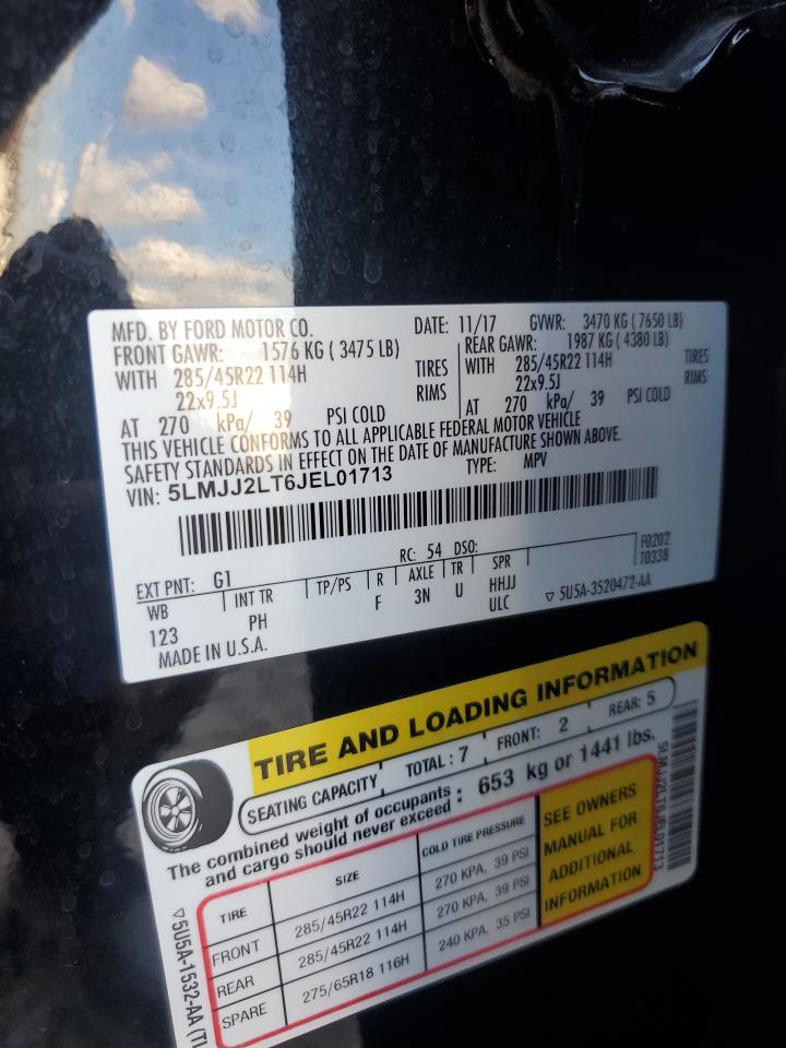 2018 Lincoln Navigator Reserve VIN: 5LMJJ2LT6JEL01713 Lot: 93135825