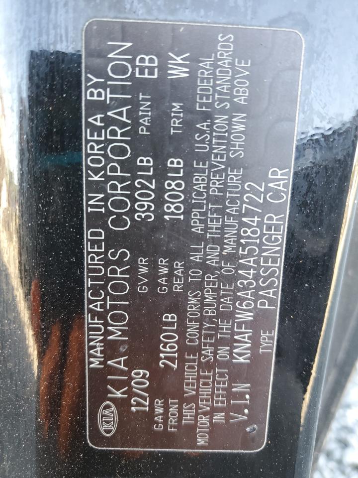 2010 Kia Forte Sx VIN: KNAFW6A34A5184722 Lot: 92466045