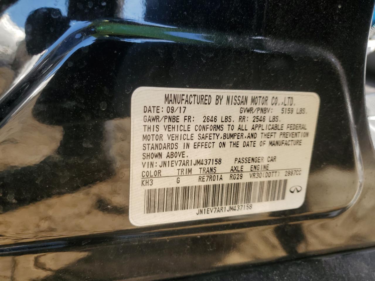 2018 Infiniti Q50 Luxe VIN: JN1EV7AR1JM437158 Lot: 93134555