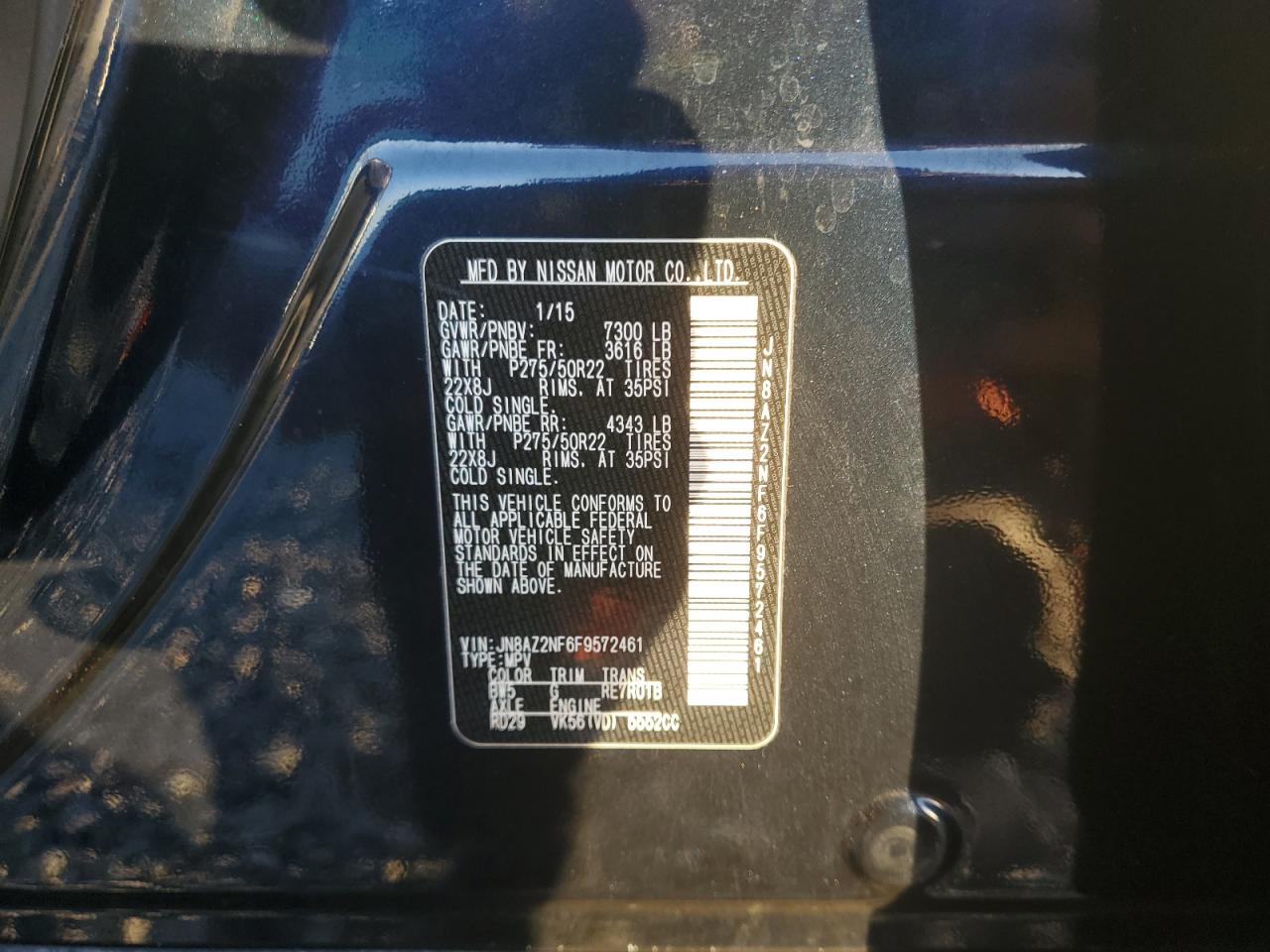 2015 Infiniti Qx80 VIN: JN8AZ2NF6F9572461 Lot: 92683535