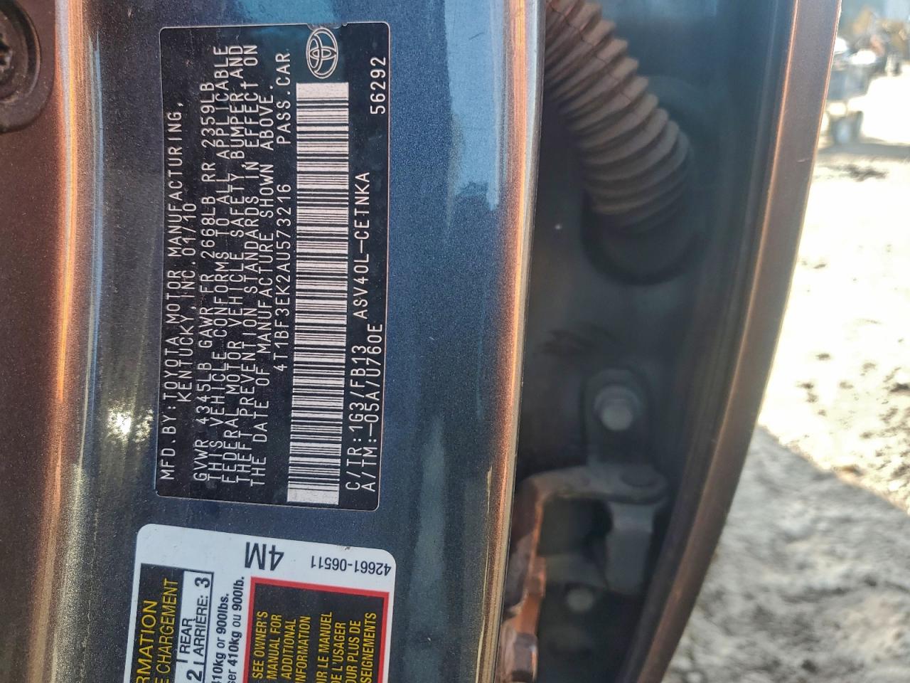 2010 Toyota Camry Base VIN: 4T1BF3EK2AU573216 Lot: 94761125