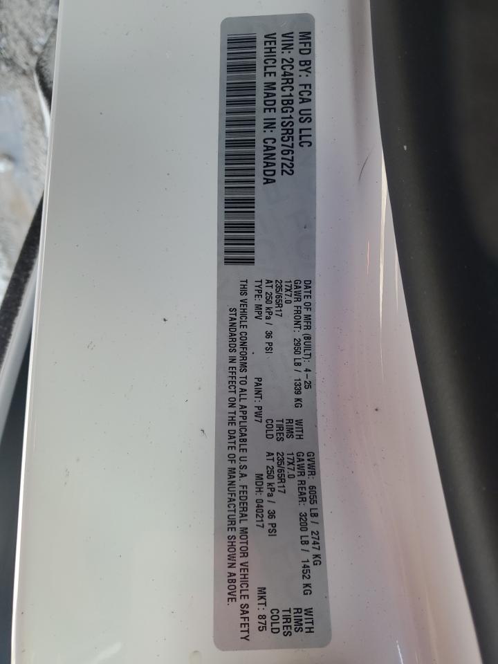 2025 Chrysler Pacifica Select VIN: 2C4RC1BG1SR576722 Lot: 92308835