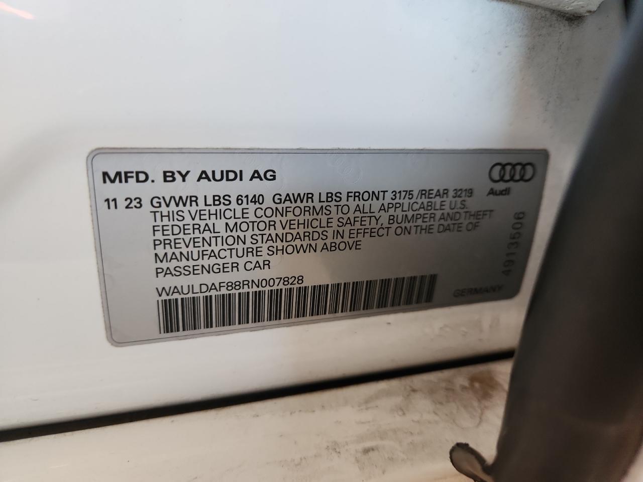 2024 Audi A8 L VIN: WAULDAF88RN007828 Lot: 91996075