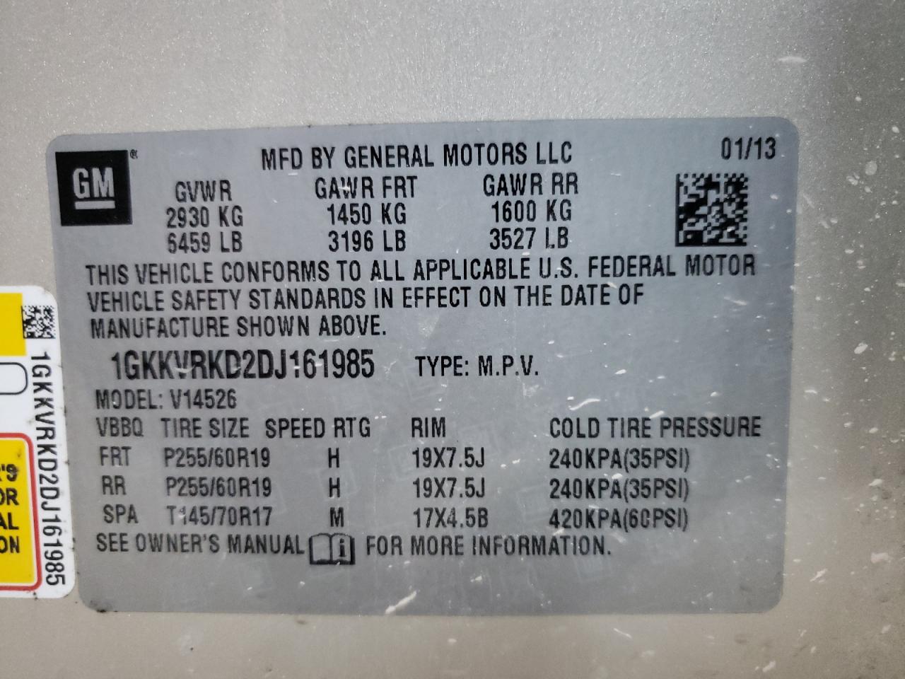 2013 GMC Acadia Slt-1 VIN: 1GKKVRKD2DJ161985 Lot: 93249585