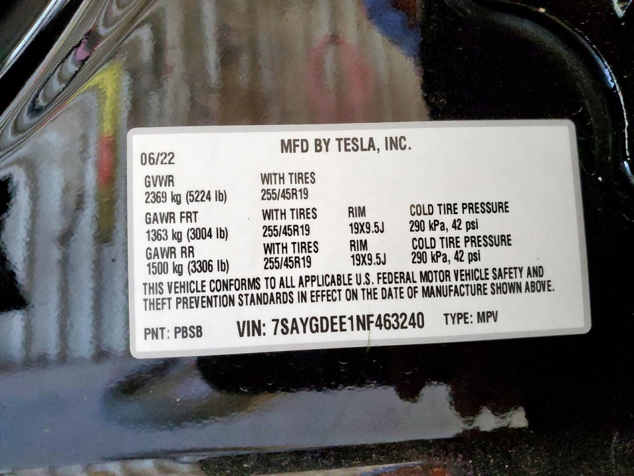 2022 Tesla Model Y VIN: 7SAYGDEE1NF463240 Lot: 92028805