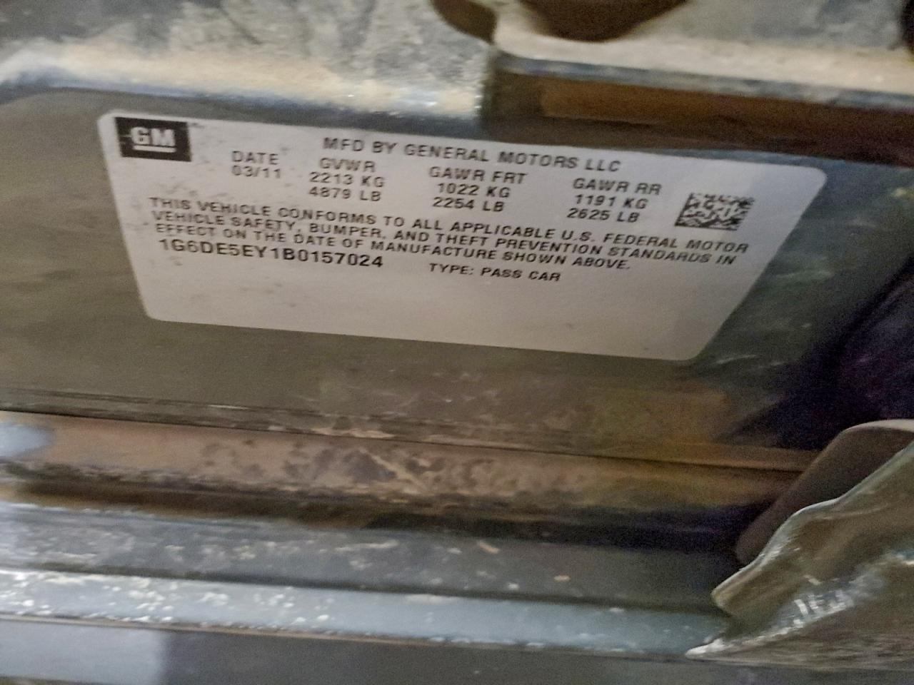 2011 Cadillac Cts Luxury Collection VIN: 1G6DE5EY1B0157024 Lot: 94575955