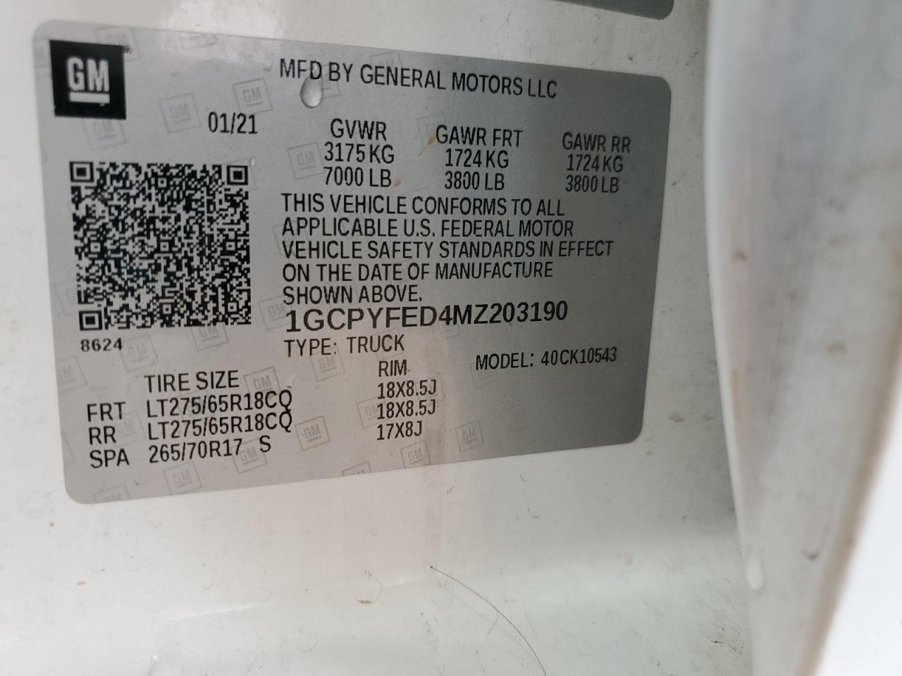 2021 Chevrolet Silverado K1500 Lt Trail Boss VIN: 1GCPYFED4MZ203190 Lot: 93379345