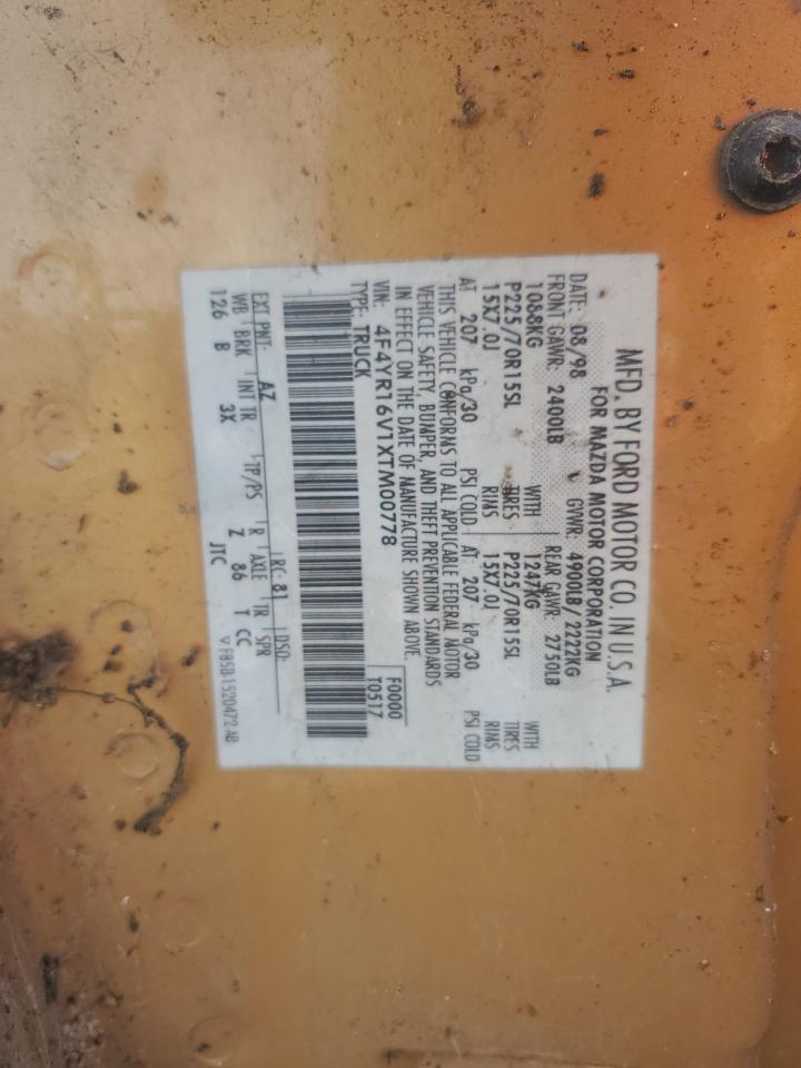 1998 Mazda B3000 Cab Plus VIN: 4F4YR16V1XTM00778 Lot: 90667095