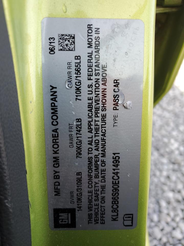 2014 Chevrolet Spark Ls VIN: KL8CB6S90EC414951 Lot: 92245065