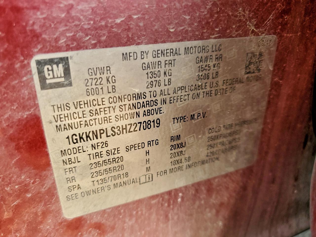 2017 GMC Acadia Denali VIN: 1GKKNPLS3HZ270819 Lot: 93727155