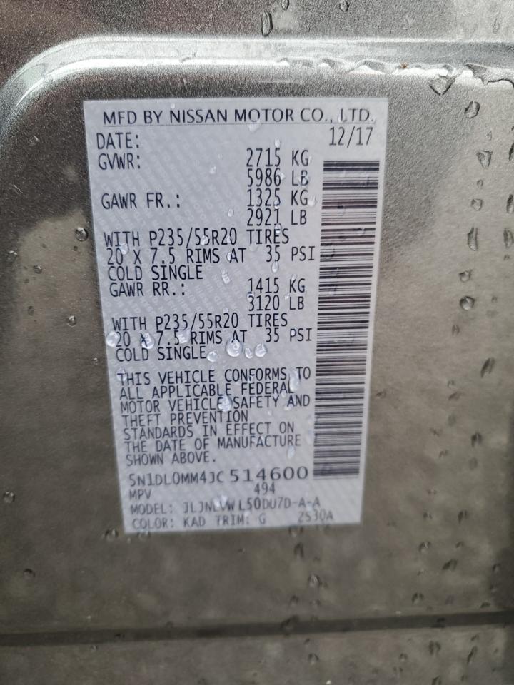 2018 Infiniti Qx60 VIN: 5N1DL0MM4JC514600 Lot: 93363925